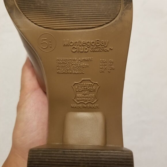 Brown Leather Mules Sandals 2in Block Heel US 5.5 Montego Bay Club Leather Club - Picture 9 of 10